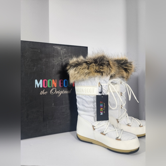 Moon Boot Monaco High White Faux Fur Snow Boots Women EU37 / US5 (Fits 6-6.5) - Picture 13 of 14